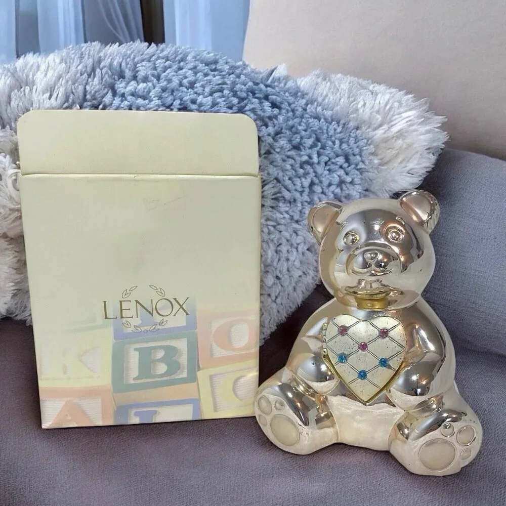 Lenox Vintage Baby Jewel Collection Silver Plated Teddy Bear Bank - Picture 1 of 9
